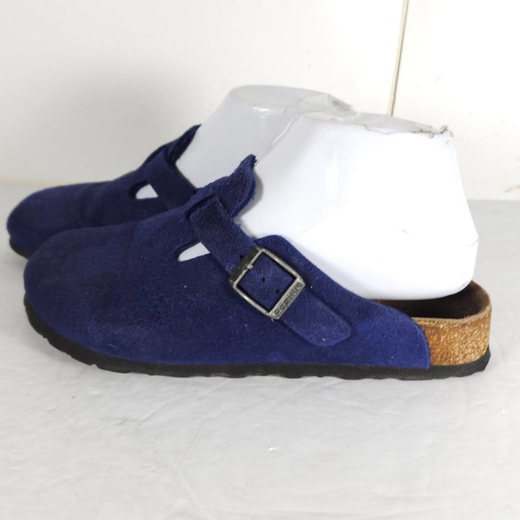 Birkenstock Papillio Women's Boston EU36 US5 Blue Suede Soft Footbed Clogs - Picture 2 of 15